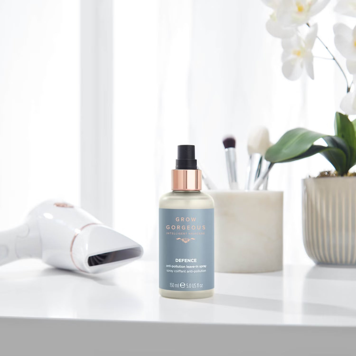 GROW GORGEOUS Defense Anti-Pollution Leave-In Spray - kaitsev juuksespreipihusti, 150 ml