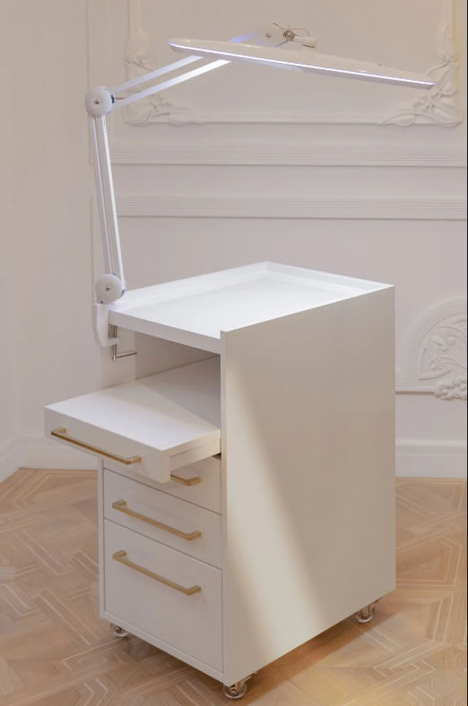 Afinia mobile podiatry cabinet with gold handles
