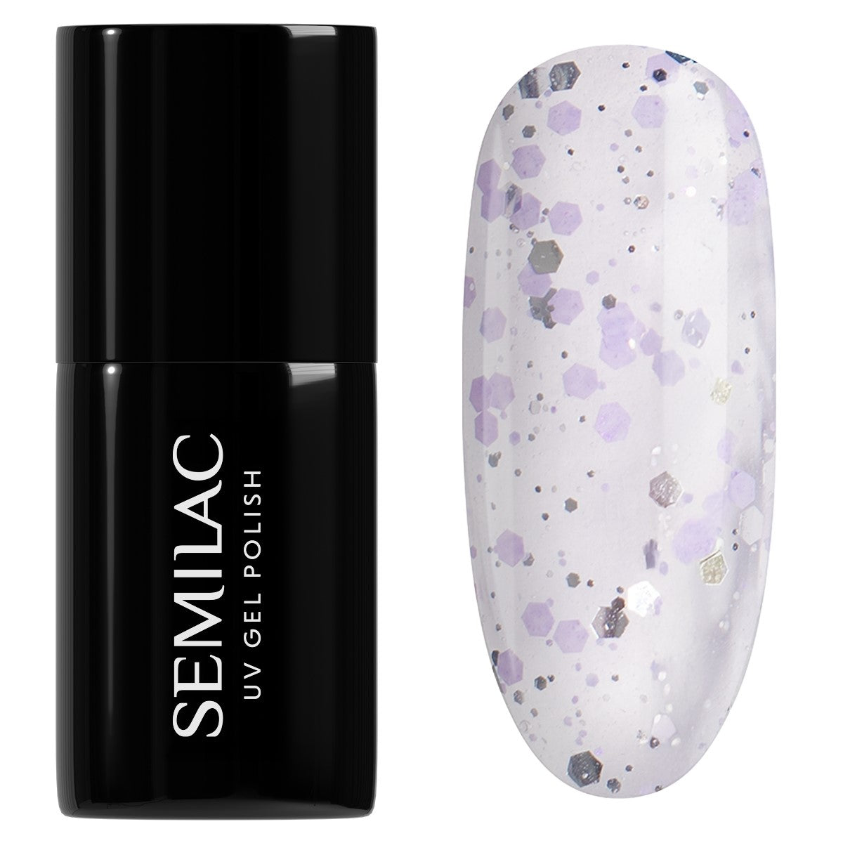 925 Semilac UV Gel Polish Silver & Violet Drops 7 ml