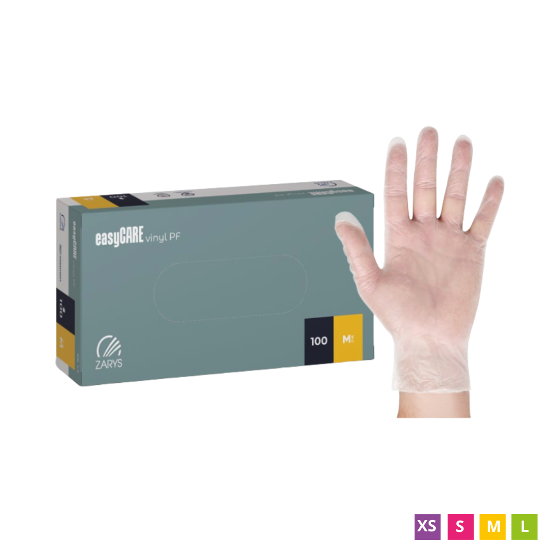 easyCARE Vinyl Disposable Vinyl Gloves, Powder-Free, 100 pcs.