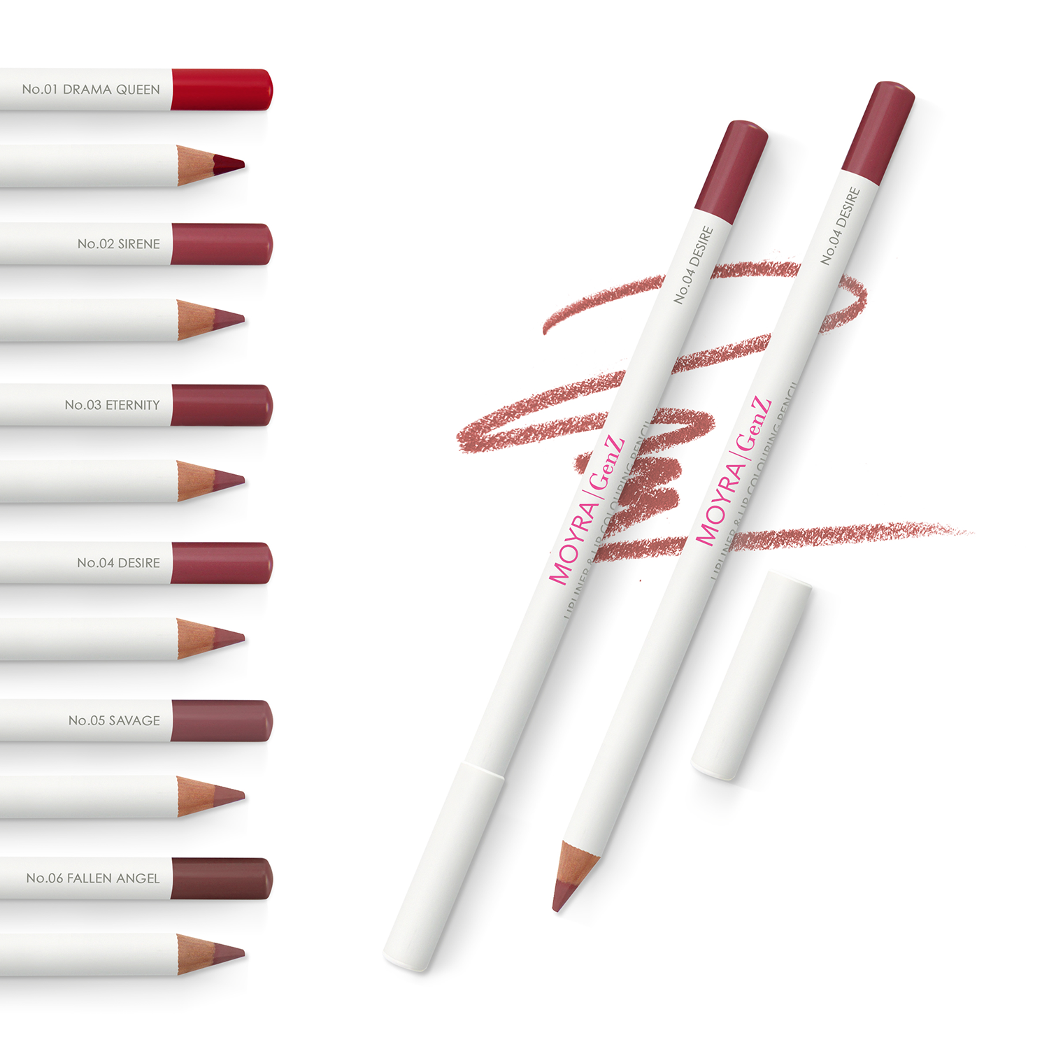 MOYRA GenZ Lipliner & Lip huulekontuurpliiats ja huulepliiats 04 Desire