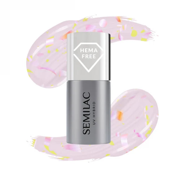 T26 Semilac UV-geellakk „Top No Wipe Matte Peach Galaxy”, 7 ml