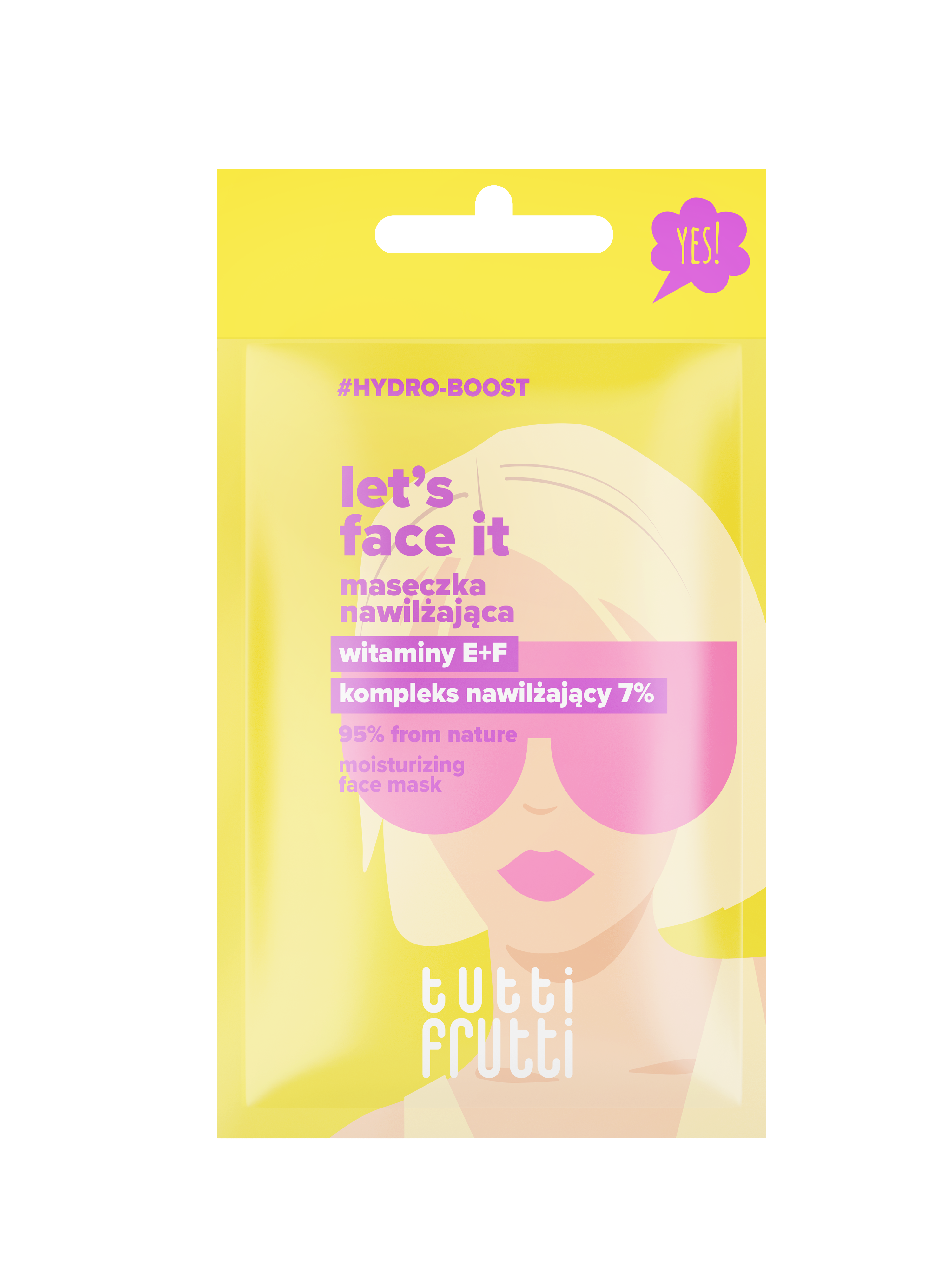 Farmona Tutti Frutti HYDRO-BOOST Moisturizing Face Mask with Vitamins E+F + 10% Hydrating Complex, 1 pc