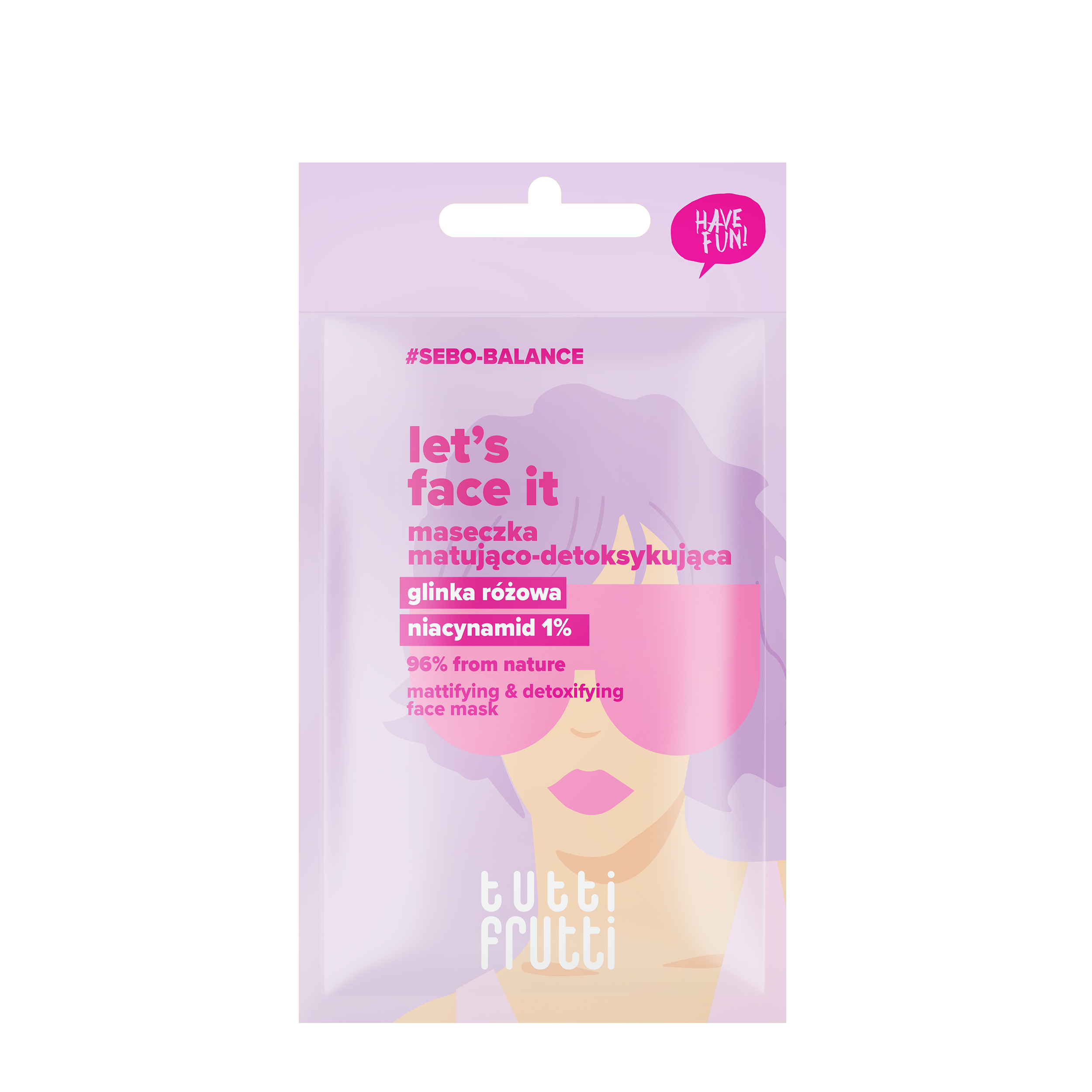 Farmona Tutti Frutti SEBO-BALANCE Mattifying & Detoxifying Face Mask with Rose Clay + 1% Niacinamide, 1 pc