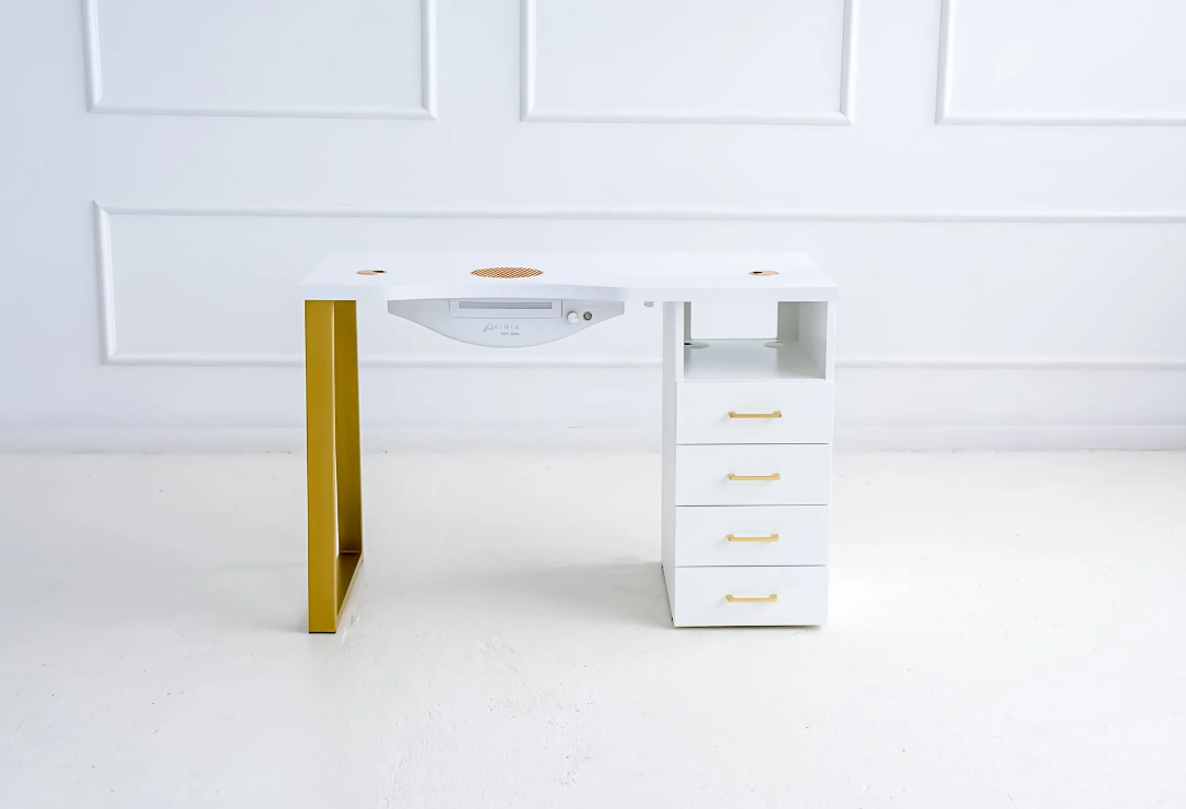 Afinia Manicure table Prime Gold with built-in dust collector NDC 2000