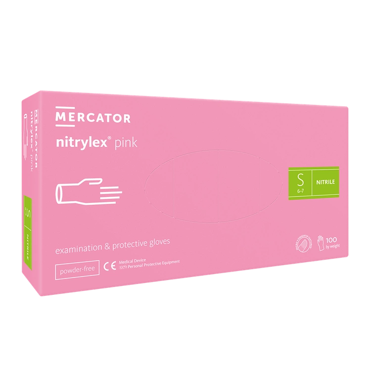 Nitrylex PF Disposable nitrile gloves, powder-free S Pink, 100 pcs. (Poland)