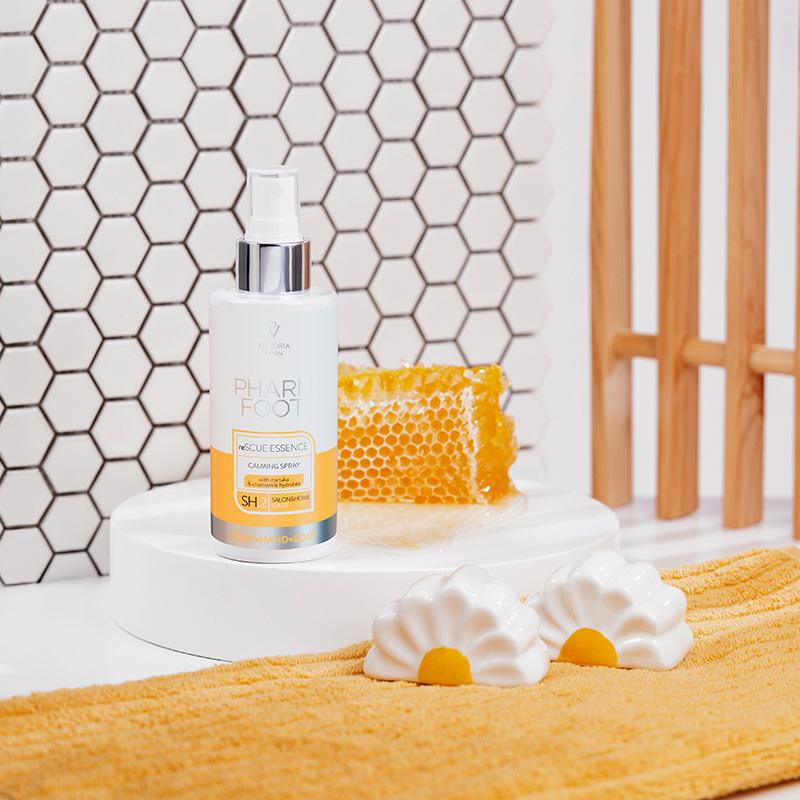 PHARM FOOT rahustav spreipulber kuivale käte, jalgade ja keha nahale manuka mee ja reSCUE ESSENCE'iga, 150ml