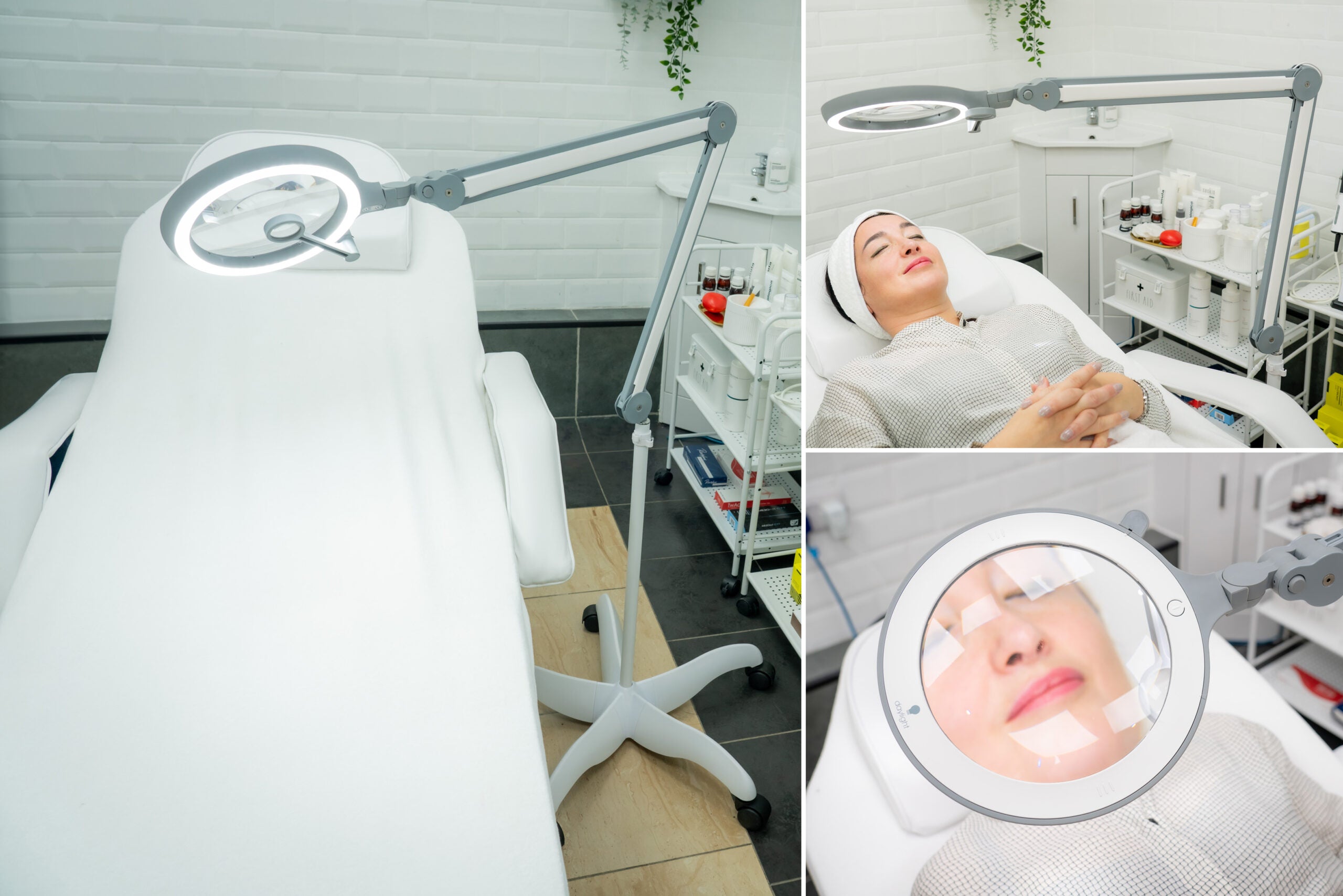 Daylight table and floor LED lamp - with 2 magnifiers [iQ Magnifier]