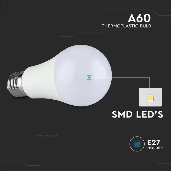 E27 8.5W(806Lm) LED bulb, A60, IP20, cold white light 6500K