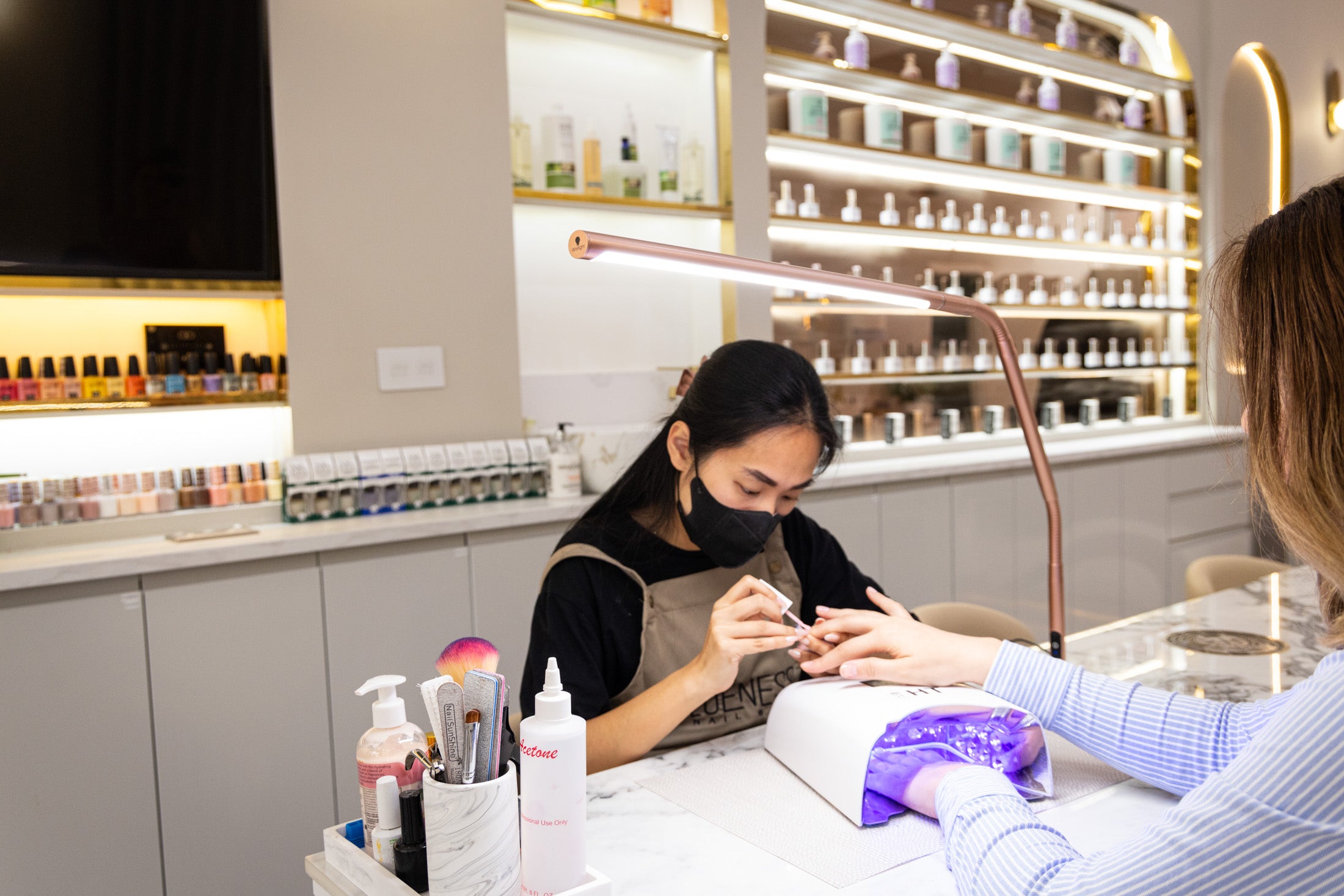 Настольная светодиодная лампа дневного света с кронштейном [Slimline 4 Rose Gold]