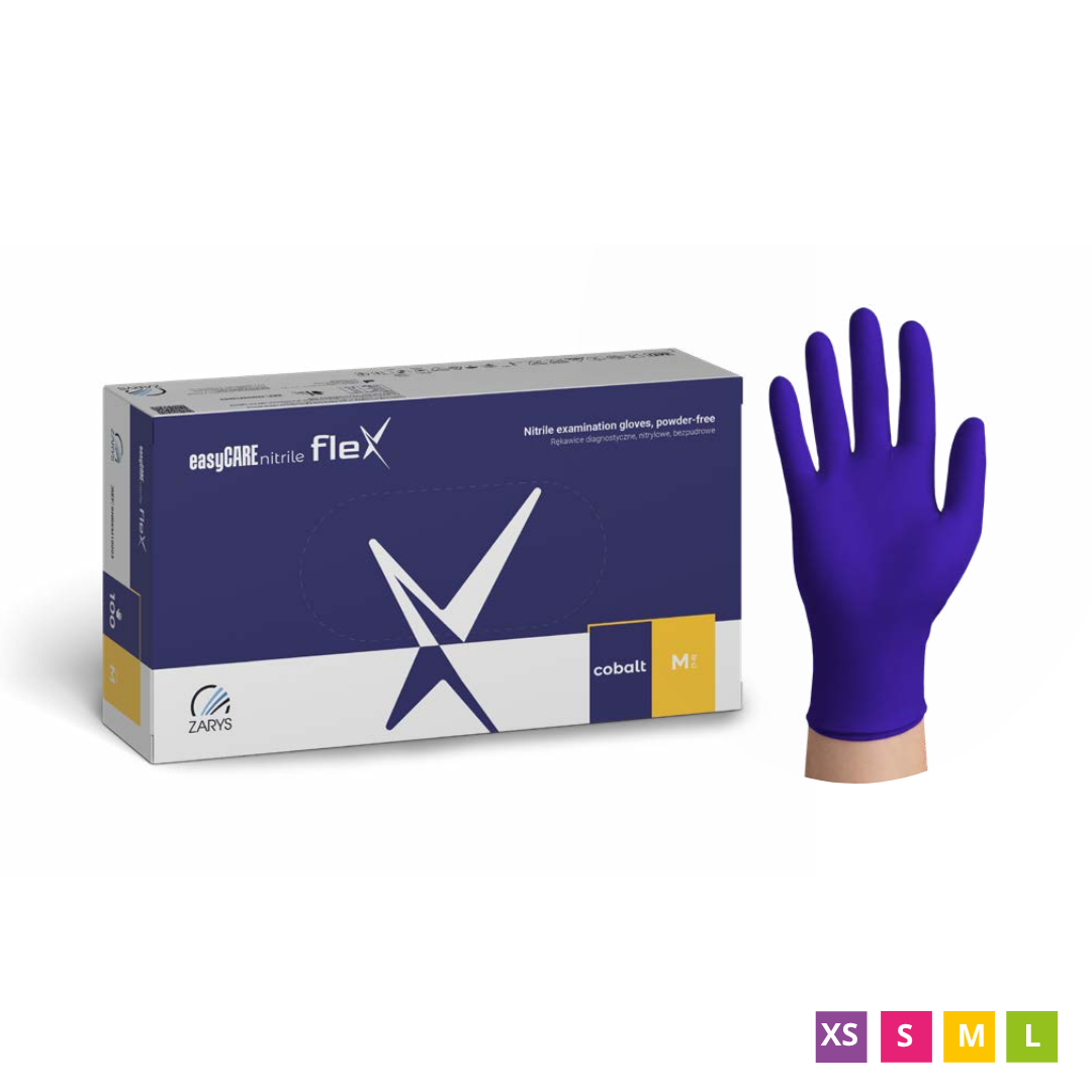 easyCARE Nitrile Flex Одноразовые нитриловые перчатки, без пудры, кобальтово-синие, 100 шт.