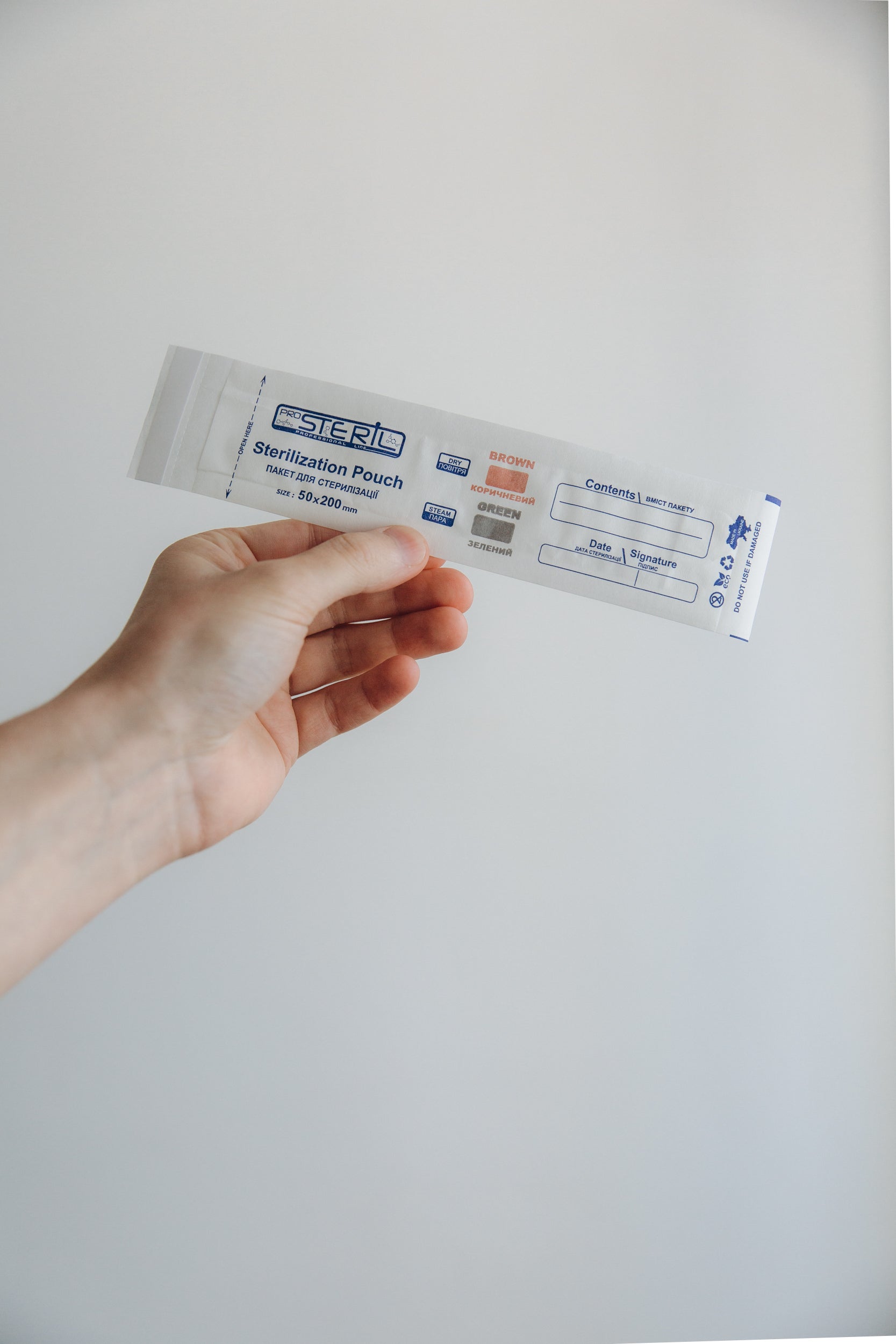 ProSteril Dry & Autoclave (Steam) Sterilization Bags 50x200mm PKW with Indicator White 100pcs.