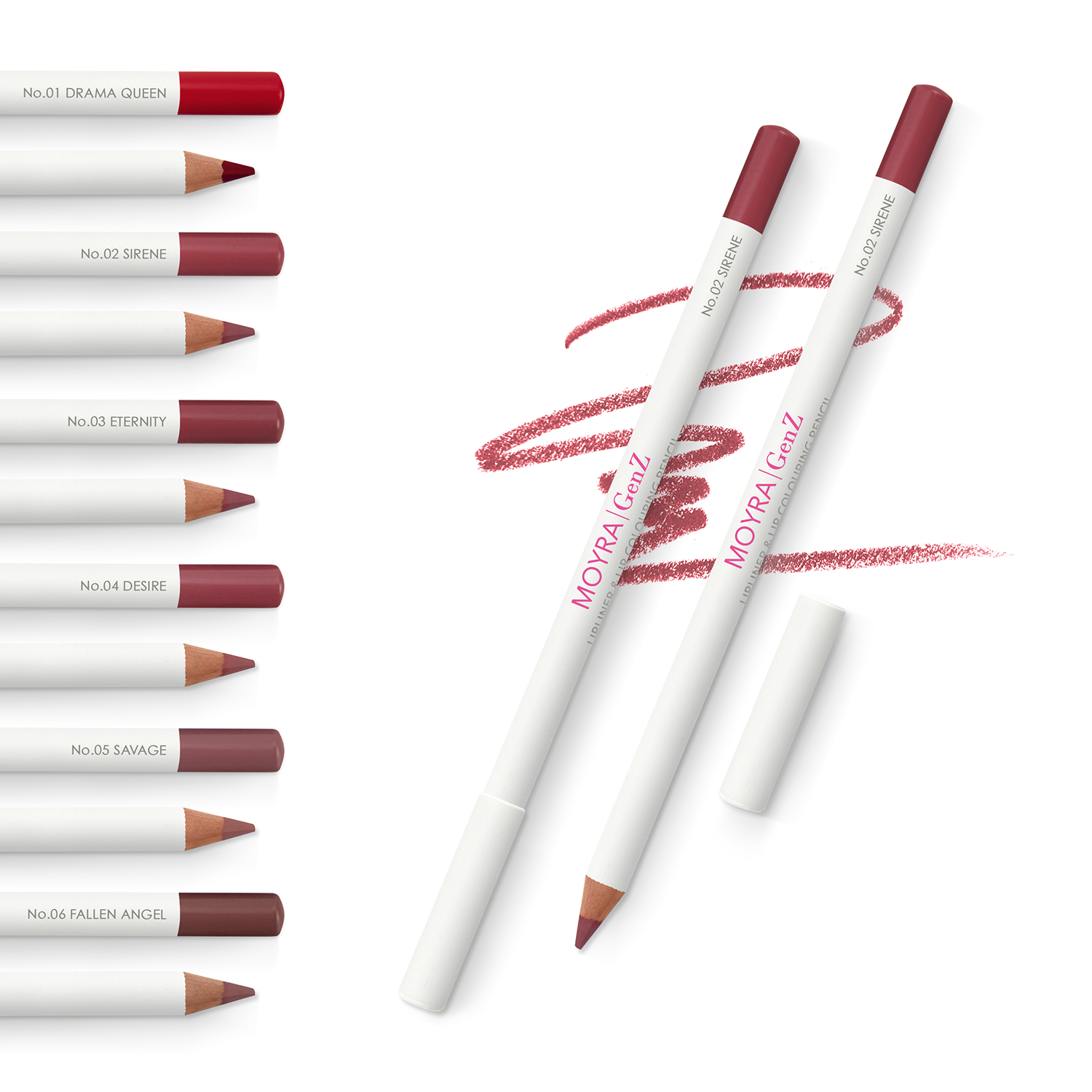 MOYRA GenZ Lipliner & Lip huulekontuurpliiats ja huulepliiats 02 Sirene