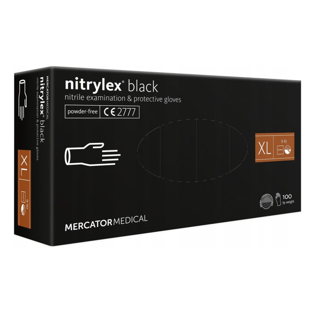Nitrylex PF Ühekordsed nitrilkindad, pulbrivabad XL Mustad, 100 tk (Poola)