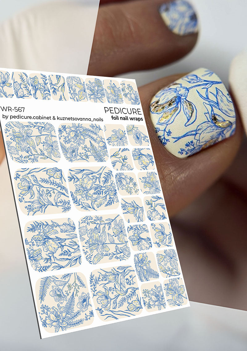 Pedicure cabinet pedicure nail wraps with gold foil [WR-550]