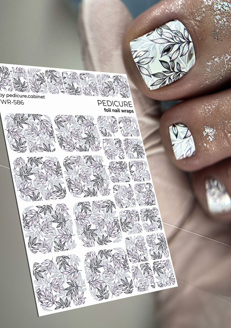 Pedicure cabinet pedicure nail wraps with silver foil [WR-586]