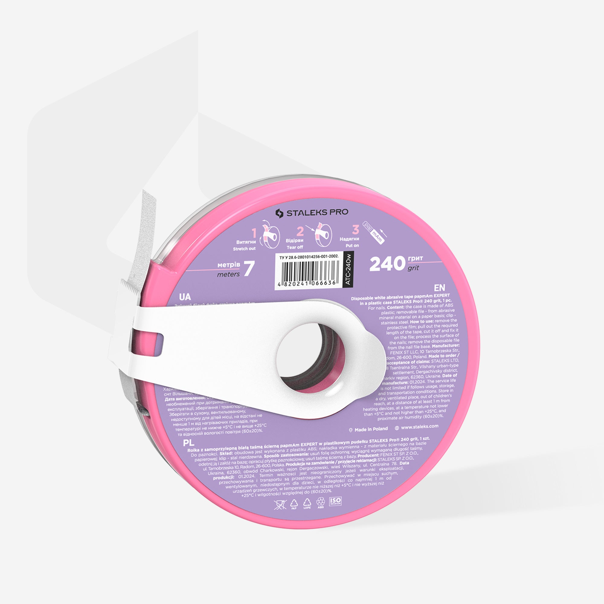 STALEKS PapMam Vahetatav fail-lint (rull) 240 karedus, valge (6 meetrit) [ATC-240W]