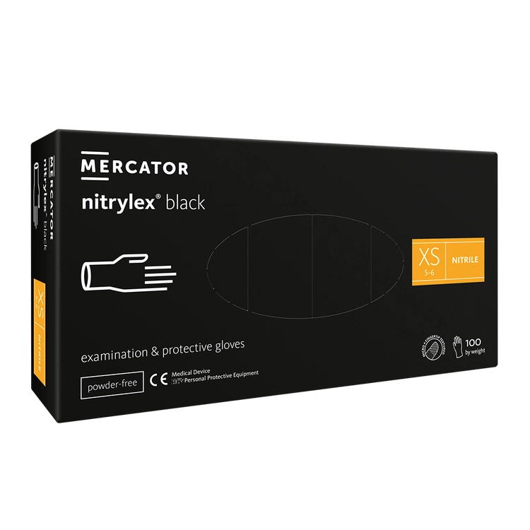Nitrylex PF Ühekordsed nitrilikindad, ilma talkita XS Must, 100 tk (Poola)