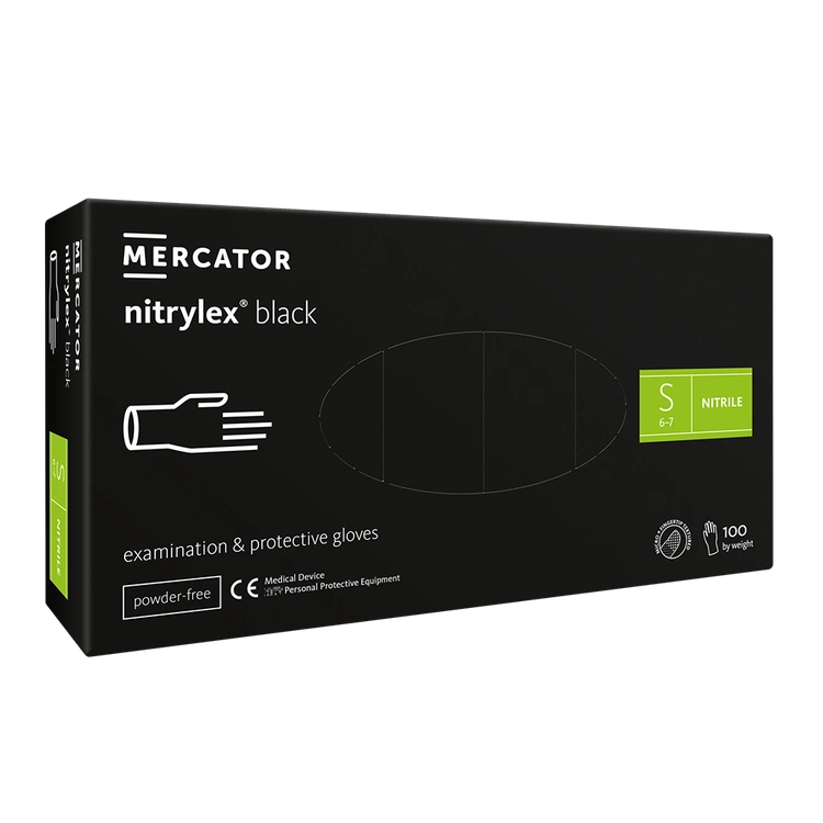 Nitrylex PF Ühekordsed nitrilikindad, ilma talkita S Must, 100 tk (Poola)