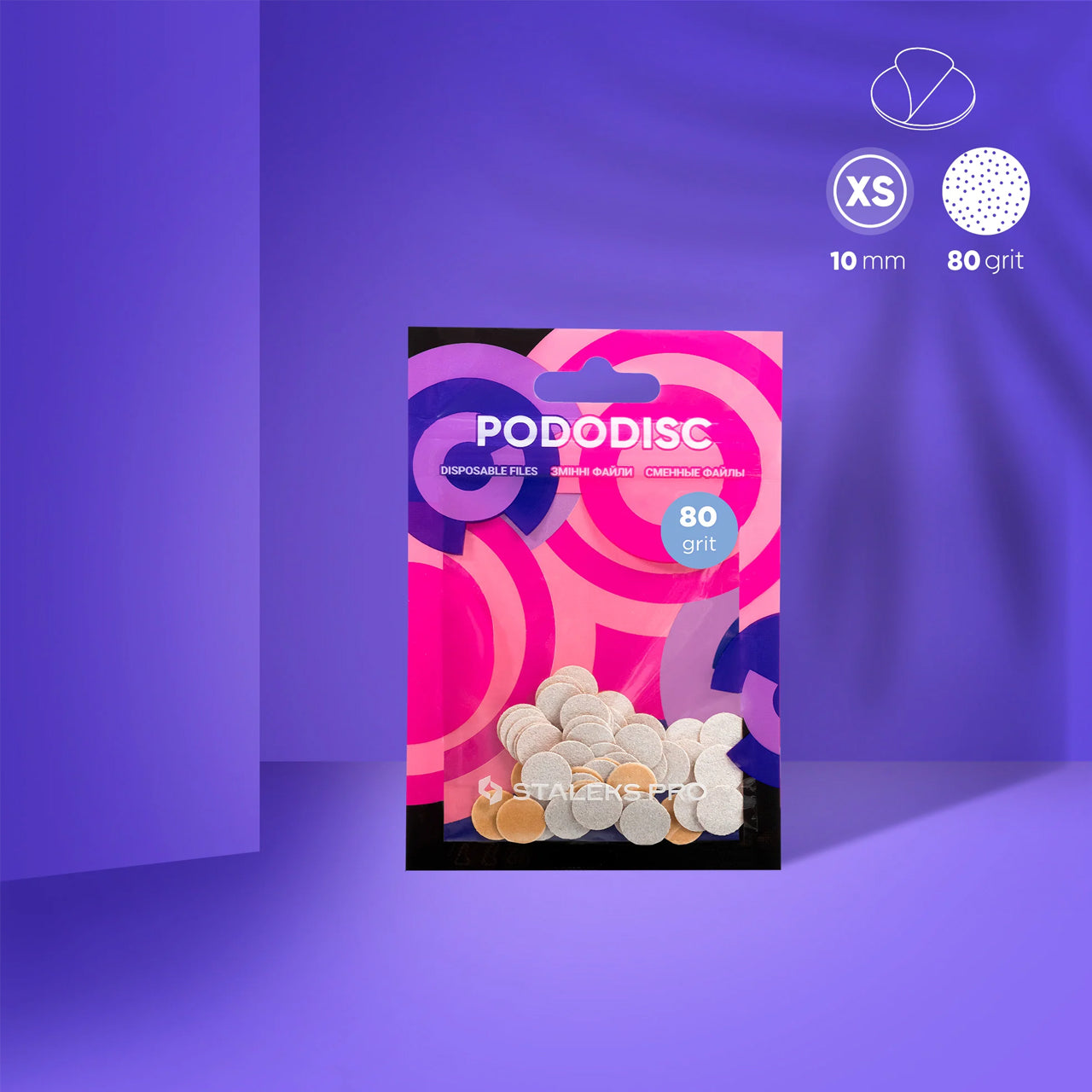 STALEKS Vahetatavad failid pediküürikettale XS 80 karedus (50 tk, valge värv) [PDF-10-80W]