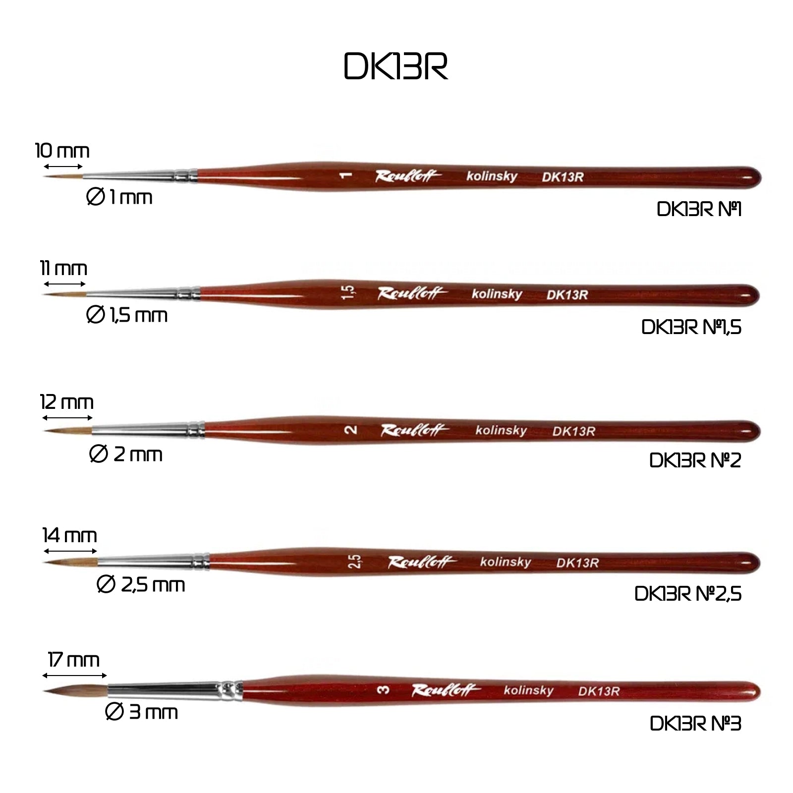 Roubloff, Круглая кисть для дизайна ногтей [DK13R-2]